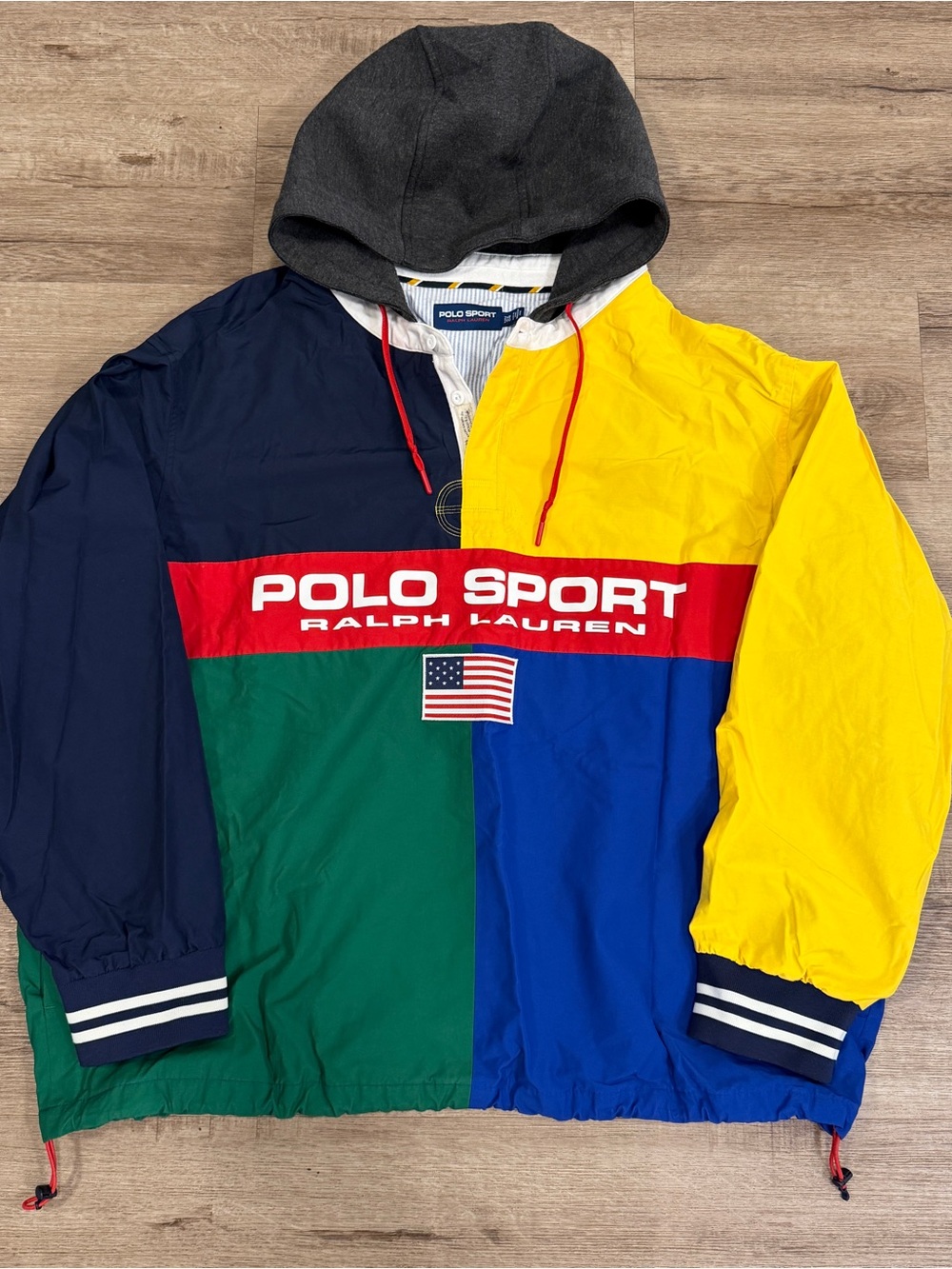 Polo Sport Ralph Lauren Men’s Hooded Colorblock Pullover Anorak Jacket Logo 2XB